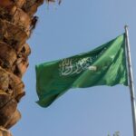 Saudi,Arabia,Flag,In,Riyadh,Downtown,,The,Text,On,The