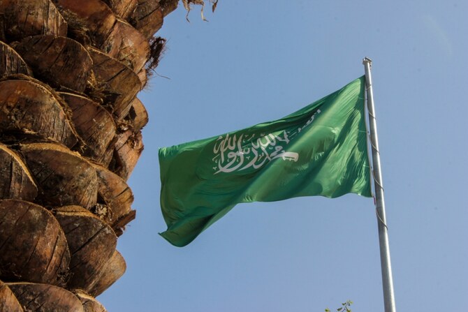 Saudi,Arabia,Flag,In,Riyadh,Downtown,,The,Text,On,The