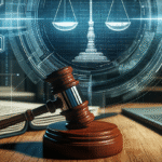 DALL·E-2023-11-17-09.51.42-An-image-showing-a-digital-interface-with-legal-symbols-representing-the-digitization-of-legal-processes.-The-scene-includes-a-digital-screen-display