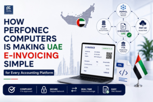 accounting software dashboard with UAE compliance overlay